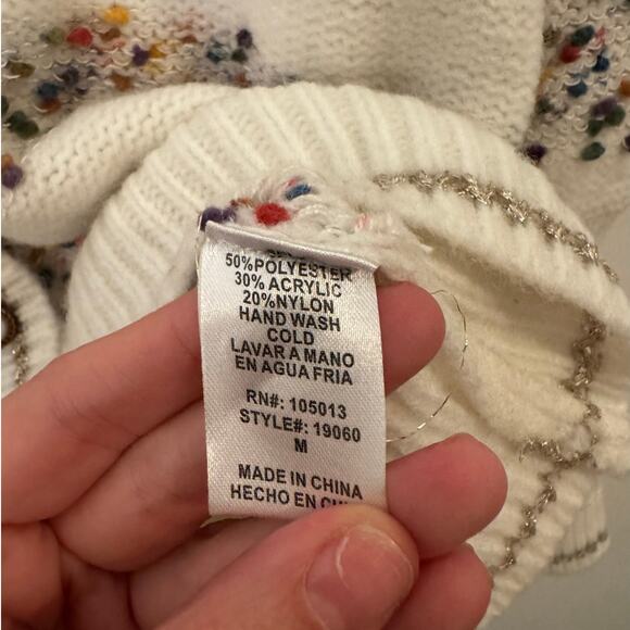 Andree By Unit Cardigan Women M Palmer Colorful Clip Dot Sweater Grandma Spring - Picture 7 of 7